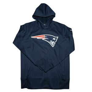 Nike New England Patriots Therma Fit Hoodie Navy NFL Pullover Mens Small B&T